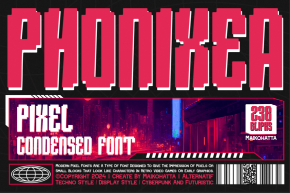 Phonixea - Pixel Condensed: A Decorative Font That Cuts Through the Feed